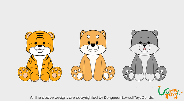Lovely Cute Stuffed/Plush Tiger/Fox/Wolf Toy Manufacturer Animal OEM
